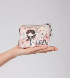 Anekke Peace & Love Pink Small Rfid Wallet Hot