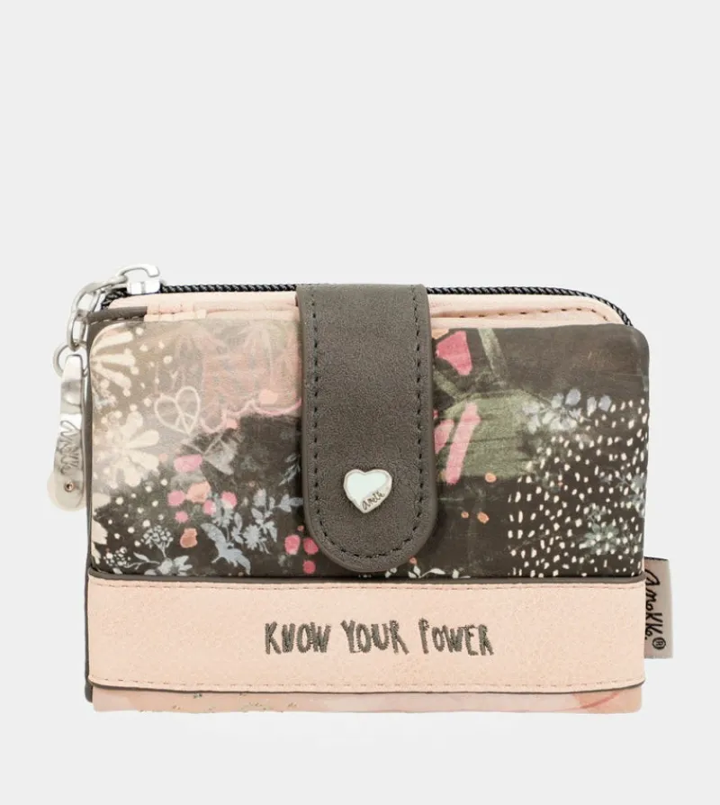 Anekke Peace & Love Pink Small Rfid Wallet Hot