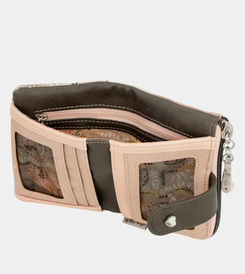 Anekke Peace & Love Pink Small Rfid Wallet Hot