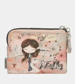 Anekke Peace & Love Pink Small Rfid Wallet Hot