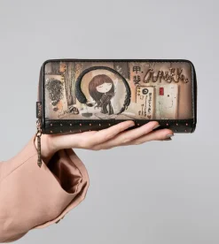 Anekke Shoen Large Black Rfid Wallet Fashion