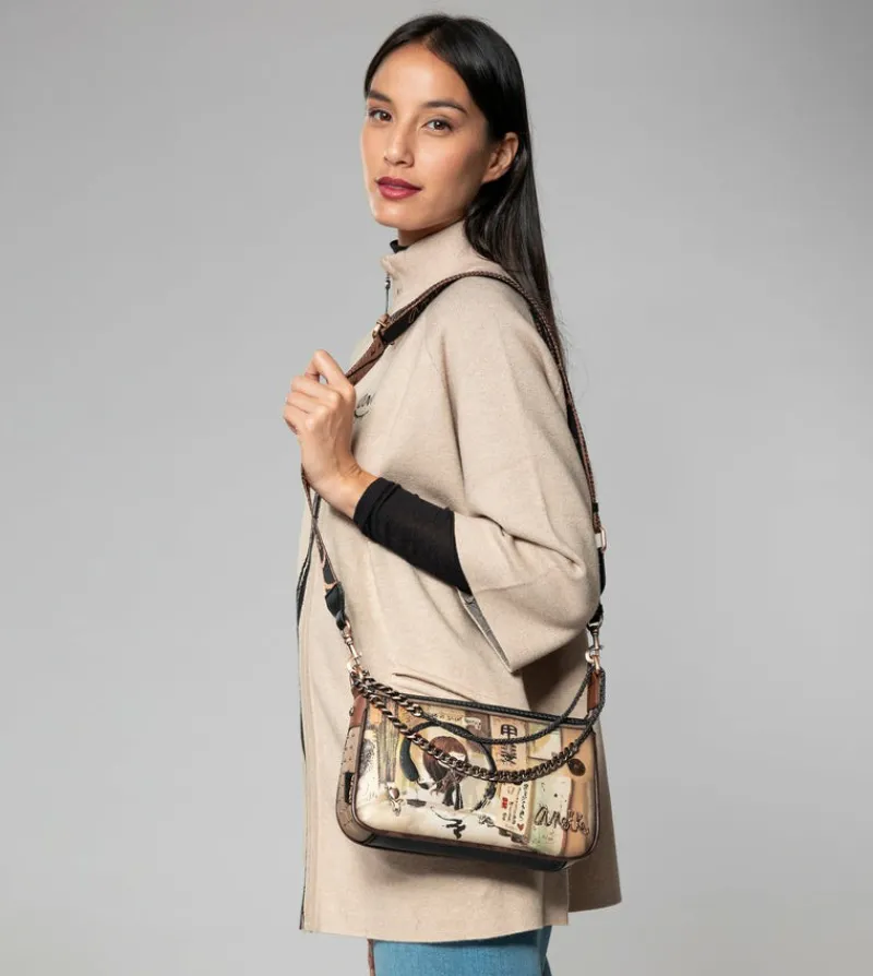 Anekke Shoen Metal Handle Baguette Bag New