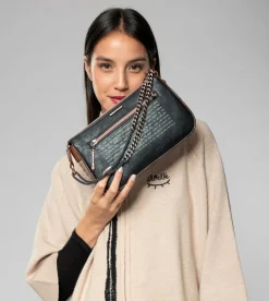 Anekke Shoen Metal Handle Baguette Bag New