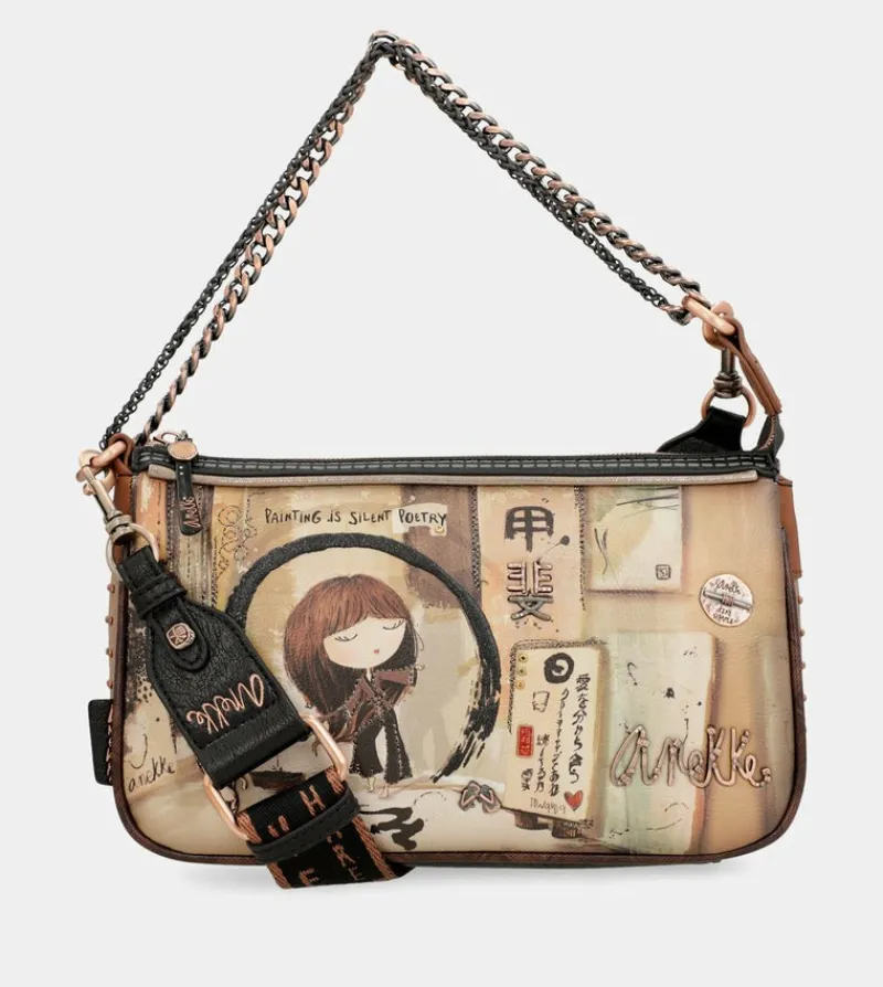 Anekke Shoen Metal Handle Baguette Bag New