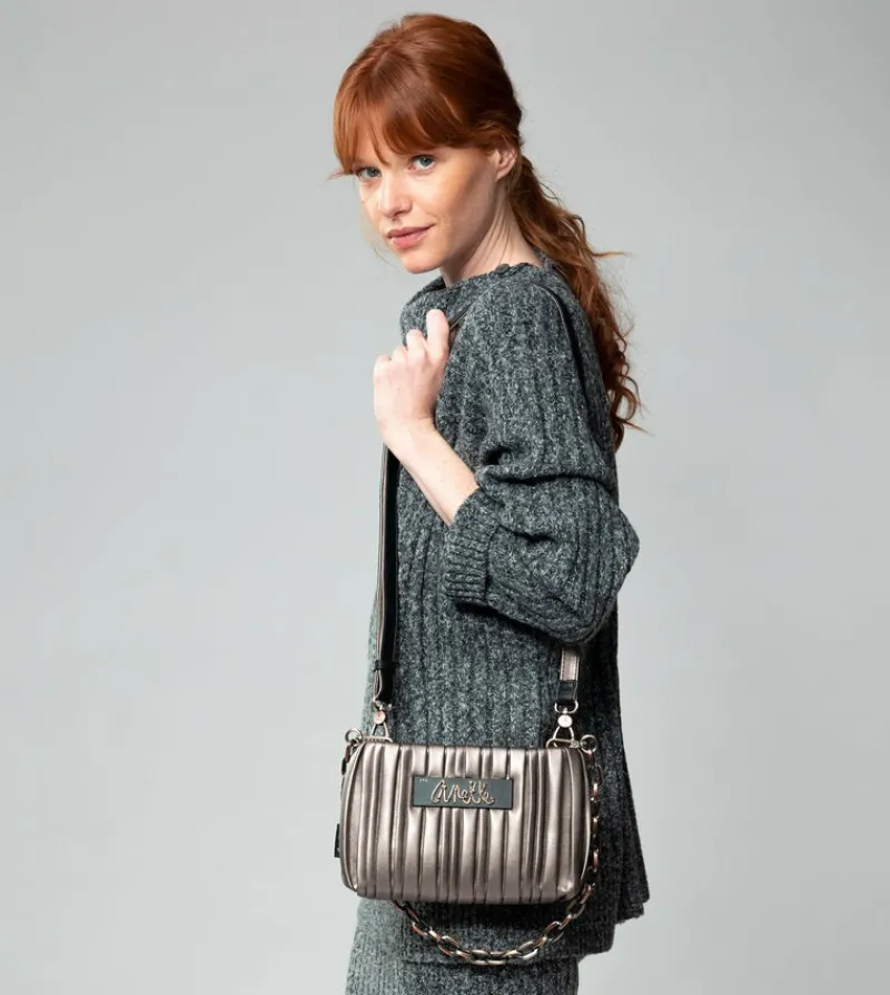 Anekke Shoen Palette Double-Sided Pleated Bag New