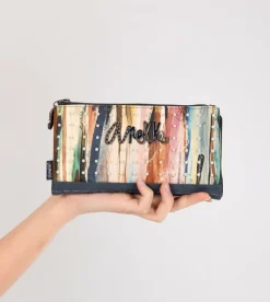 Anekke Studio Navy Blue Flexible Large Rfid Wallet New