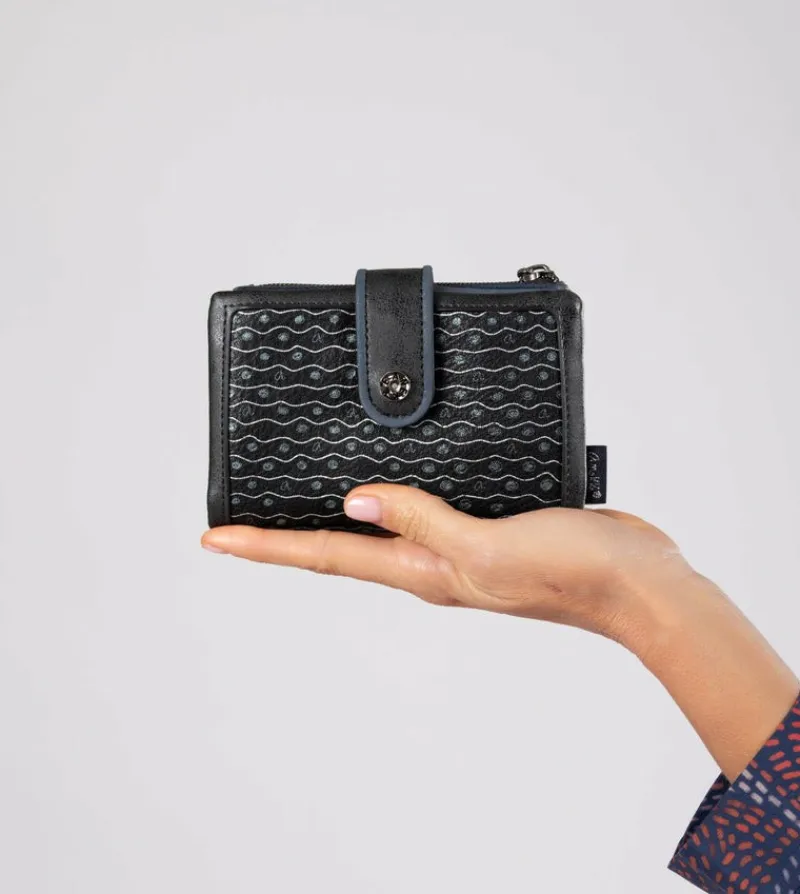 Anekke Studio Navy Blue Flexible Medium Rfid Wallet Discount