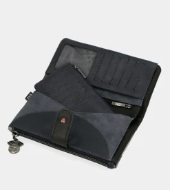 Anekke Studio Navy Blue Flexible Large Rfid Wallet New