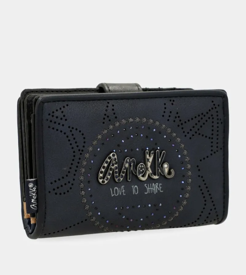 Anekke Studio Navy Blue Small Rfid Wallet Best Sale