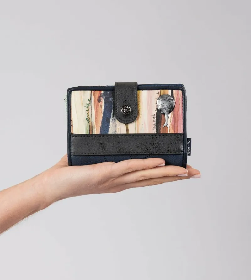 Anekke Studio Navy Blue Small Rfid Wallet Best Sale