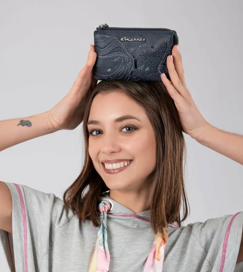 Anekke Studio Navy Blue Triple Coin Purse Discount