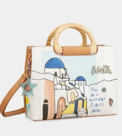 Anekke Sunrise Triple Compartment Handbag With Wooden Handle Sale