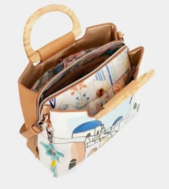 Anekke Sunrise Triple Compartment Handbag With Wooden Handle Sale