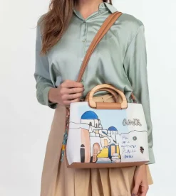 Anekke Sunrise Triple Compartment Handbag With Wooden Handle Sale